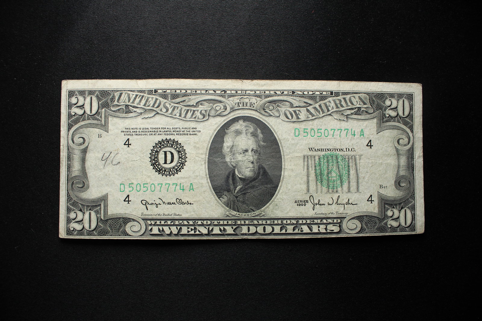 1950 Twenty Dollar FRN Lucky 7's, Cut off Center (1 of 2)