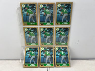 Lot of (9) 1987 Topps Mark McGwire RC's #366