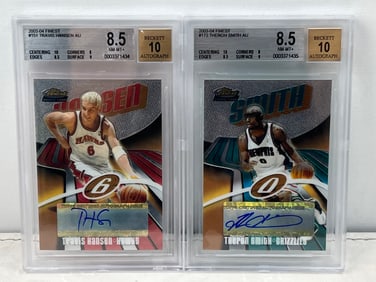 2003-04 Finest Travis Hansen RC Auto BGS NM-MT+ 8.5 W/ 10 Auto & 2003-04 Finest Theron Smith RC Auto