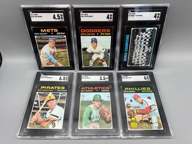Lot of (6) 1971 Topps Baseball SGC Star Played Graded Cards - Steve Garvey RC, Tom Seaver, Mazeroski