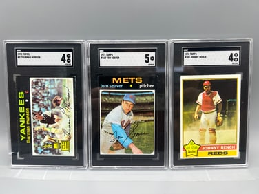 1971 Topps Thurman Munson SGC 4, 1971 Topps Tom Seaver SGC 5 & 1976 Topps Johnny Bench SGC 4