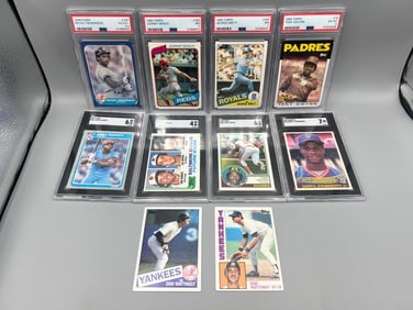 Lot of (10) Baseball Star Cards W/ 8 PSA & SGC Graded - Cal Ripken Jr. RC, Kirby Puckett RC, Tony