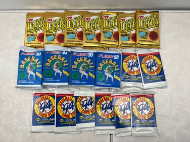 Lot of (19) Assorted 1990's Baseball Unopened Wax Packs