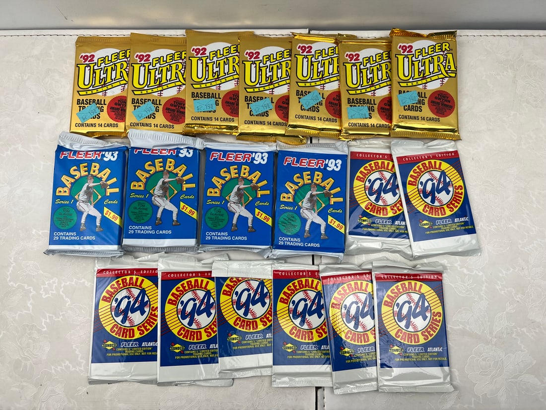 Lot of (19) Assorted 1990's Baseball Unopened Wax Packs (1 of 2)