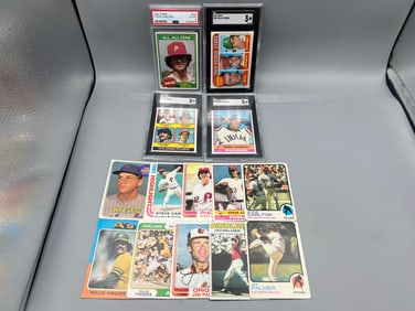 Lot of (14) Baseball Star Cards W/ 4 PSA & SGC Graded - Dennis Eckersley RC, Rollie Fingers RC,