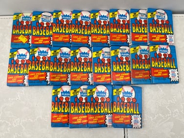 Lot of (20) 1990 Fleer Baseball Unopened Wax Packs - 1 Pack Is Partially Open On Back