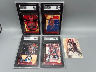 Lot of (5) Michael Jordan Basketball Cards W/ 4 SGC Graded - Varying Grades