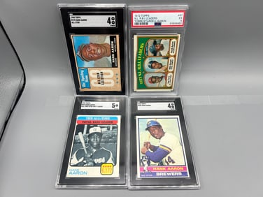 Lot of (4) 1968-1976 Hank Aaron PSA & SGC Graded Cards - Varying Grades