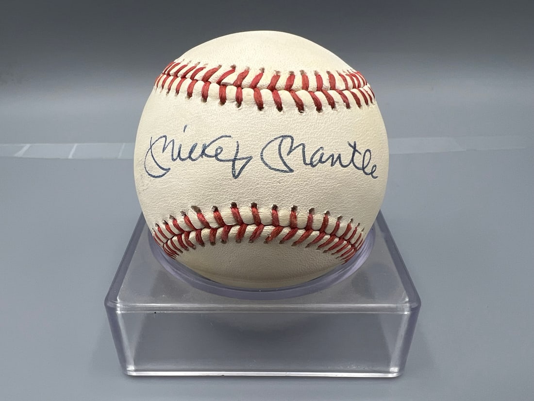 Mickey Mantle Official American League Autographed Baseball W/ Paul Goldin Scoreboard COA (1 of 6)