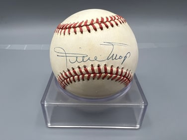 Willie Mays Official National League Autographed Baseball W/ Paul Goldin Scoreboard COA