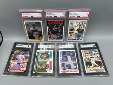 Lot of (7) Reggie Jackson Baseball PSA & SGC Graded Cards - Varying Grades