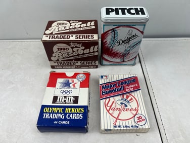 Lot of (4) Assorted 1980's Baseball Mini Box Sets - 1990 topps Traded, 1983 M&Ms Topps Olympics
