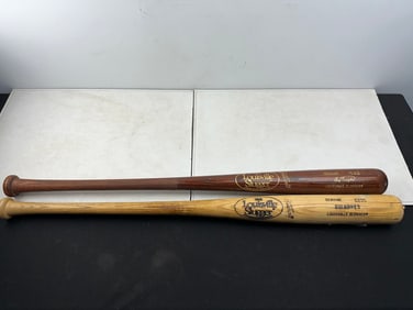 Lot of 2 Game Used Baseball Bats - Rey Quinones Louisville Slugger C235 W/ 51 On Bat Knob & Cory