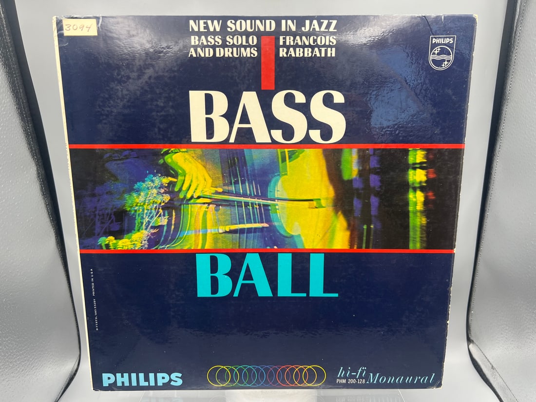 Francois Rabbath: Bass Ball (1964), promo label, promo stamp on back cover: Francois Rabbath: Bass Ball (1964), promo label, promo stamp on back cover