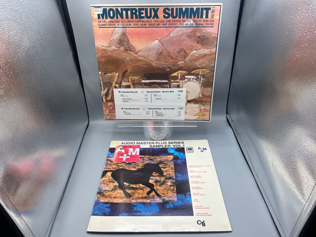 Lot of two (2) jazz records: Montreux Summit Volume 1 (1977), promo label, promo stickers on cover, (1 of 6)