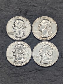 (4) Washington Silver Quarters *ALL BRILLIANT UNC 1934 2nd Year, 1942-D, 1946,1954