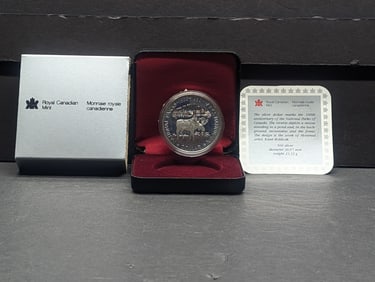 1985 PROOF Canadian 100th Anniv. Of the National Parks - Moose 50% Silver Dollar in OGP