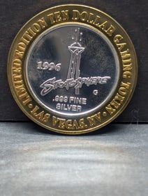 Limited Edition .999 FINE SILVER CENTER Stratosphere Casino $10 Gaming Token
