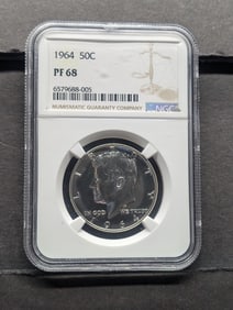 1964 PROOF Kennedy Silver Half Dollar - NGC PF68