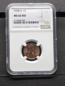 1958-D Lincoln Wheat Cent - NGC MS66 RD