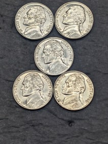 Lot of 5 High Grade Wartime Nickels