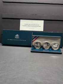 1994-P PROOF Veterans Commem 3-Coin Silver Dollar Set in OGP w/ COA