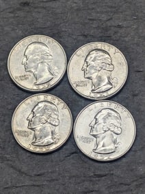Lot of Four Various Dated Washington Silver Quarters *ALL BRILLIANT UNC*