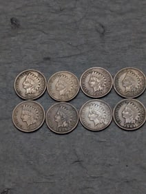 Lot of 8 Various Dated High Grade Indian Head Cents