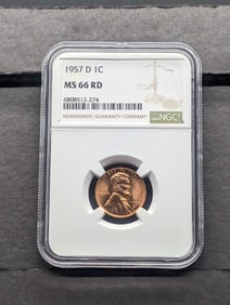 1957-D Lincoln Wheat Cent - NGC MS66 RD