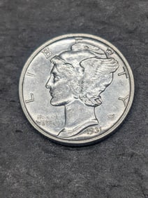 **SCARE DATE - NICE LUSTER - AU+** 1931-S Mercury Silver Dime
