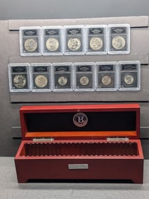 Partial Slabbed Date Set of Eisenhower & Susan B. Anthony Dollars in Nice Wooden Box