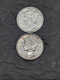 *BOTH XF/AU* 1920-D & 1931 Mercury Silver Dimes