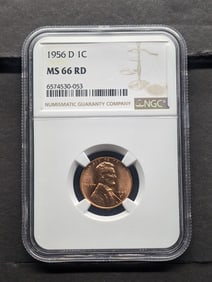 1956-D Lincoln Wheat Cent - NGC MS65 RD