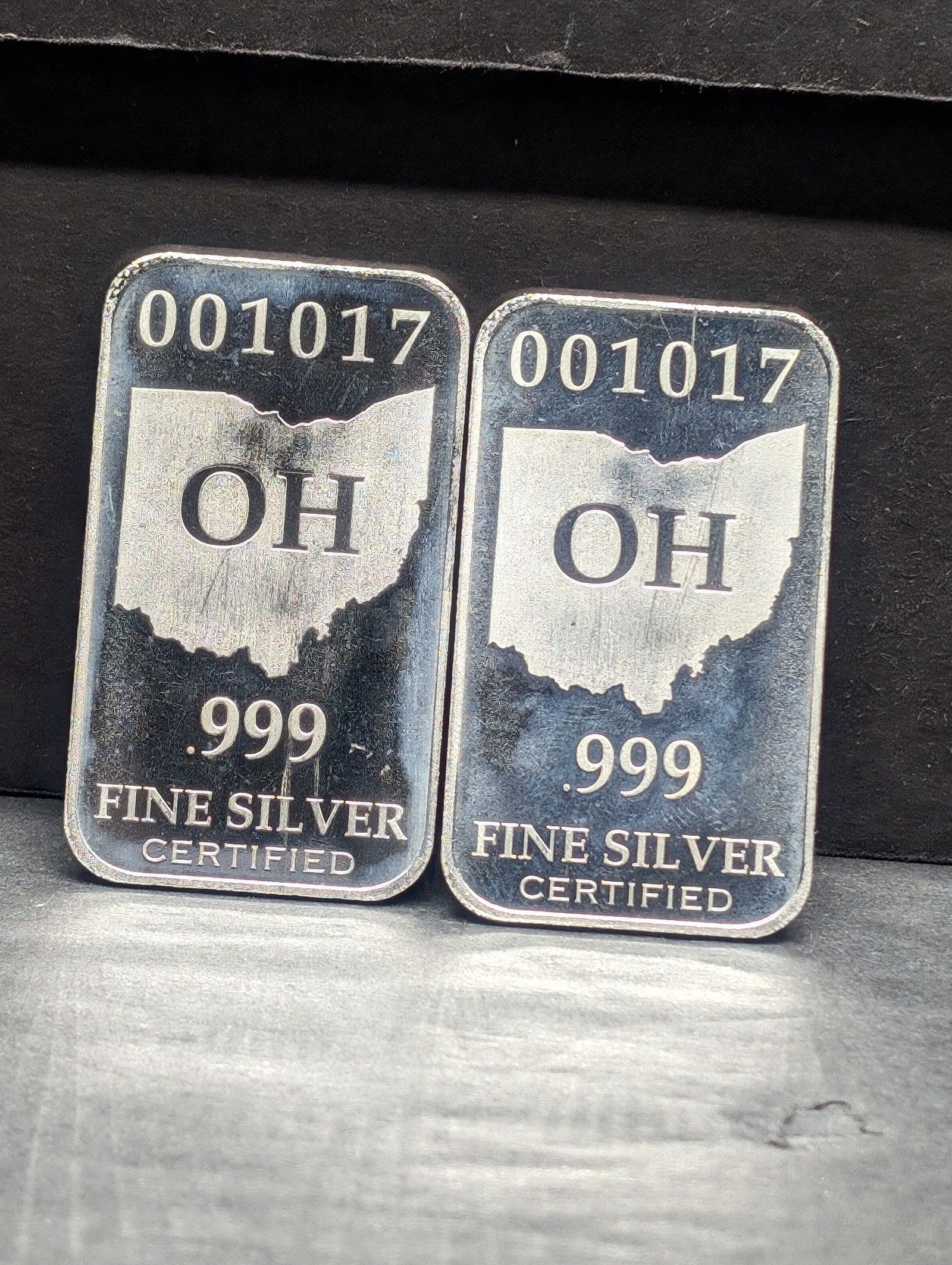 1/2 Oz. Each .999 FINE SILVER State of Ohio Designed Art Bars (2 PCS) (1 of 2)