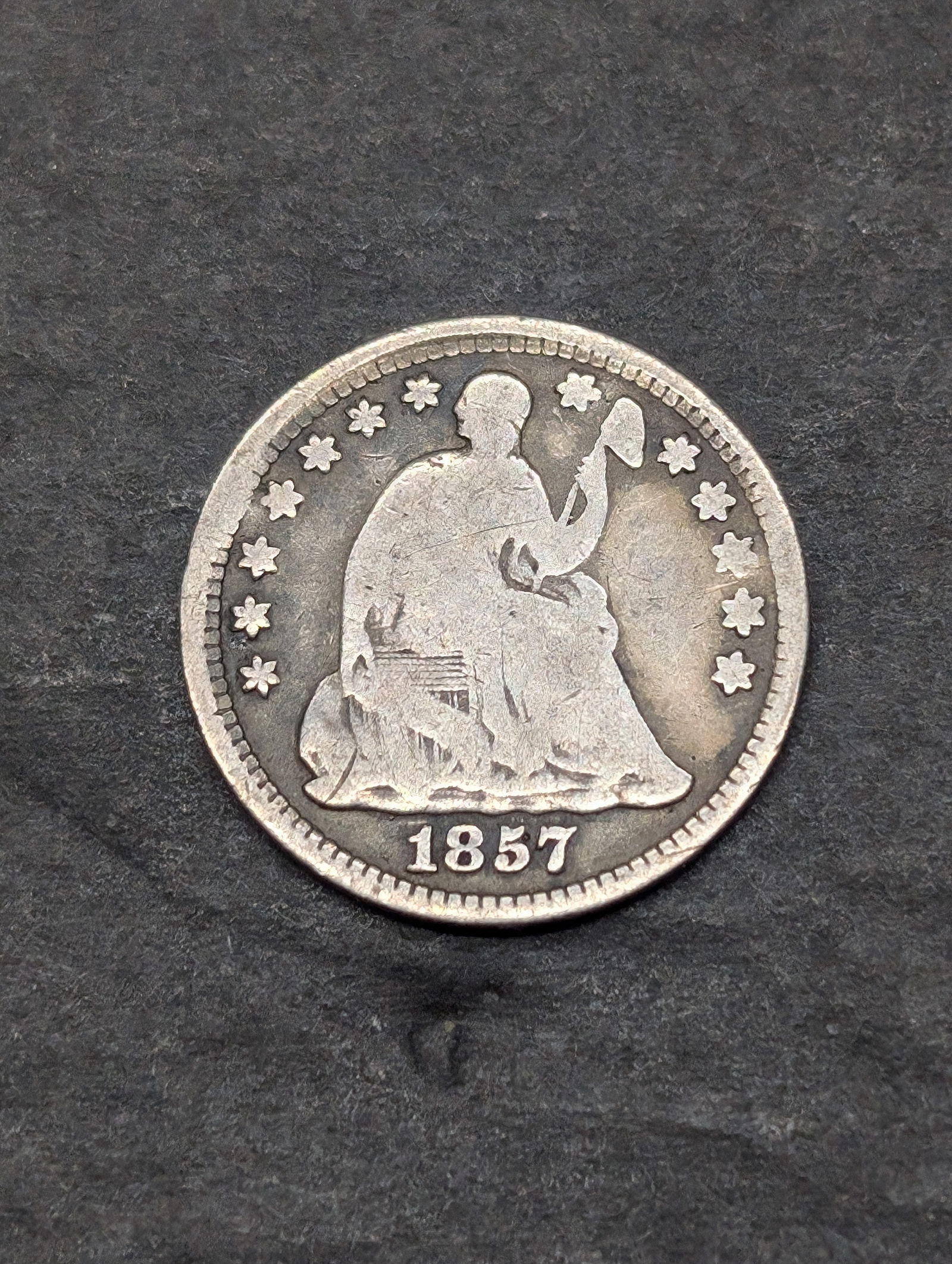 **NICE TYPE COIN - VG** 1857 Seated Liberty Half Dime (1 of 2)