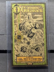 1/1000th Troy Oz. 24K GOLD 2024 Wyoming $1.00 Goldback - NEAT PIECE!!