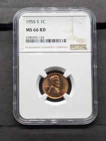 1955-S Lincoln Wheat Cent - NGC MS66 RD