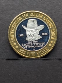 Limited Edition .999 FINE SILVER CENTER Sam's Town Casino $10 Gaming Token