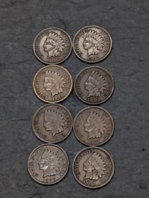 Lot of 8 Various Dated High Grade Indian Head Cents