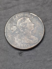 1803 No Stems Draped Bust Large Cent - VF