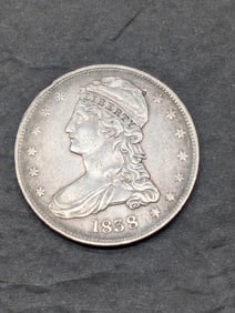 1838 Reeded Edge Capped Bust Half Dollar - Nice Type Coin!!