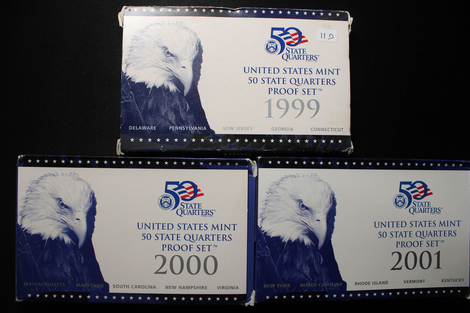 1999-S, 2000-S & 2001-S Proof Quarter Sets w/original boxes (1 of 7)