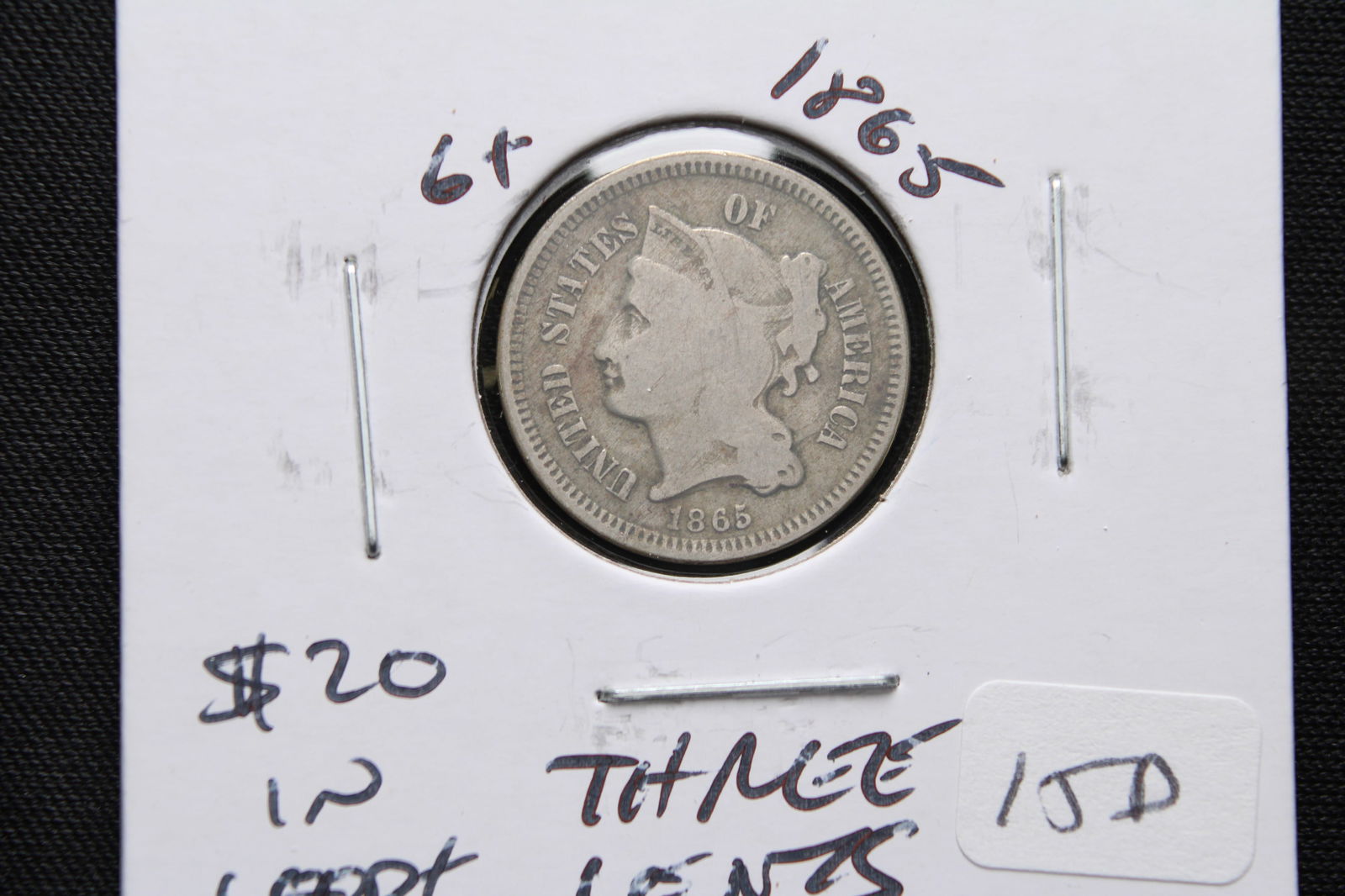 1865 Three Cent Piece - 159 Years Old (1 of 2)