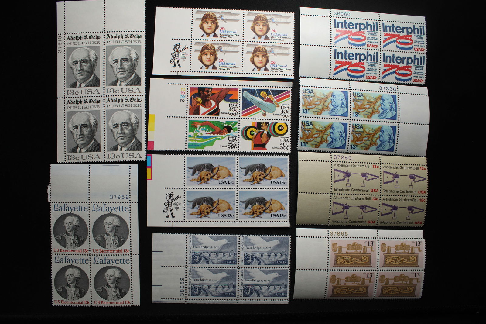 (10) Plate Block Stamps- Mint, Never Hinged (1 of 1)