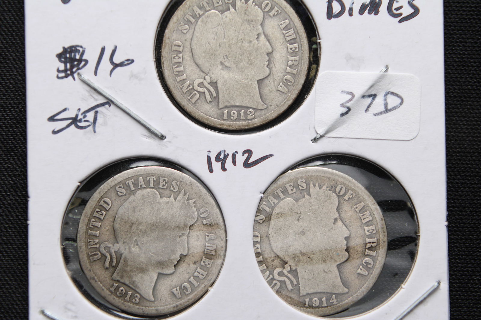 1912, 1913 & 1914 Silver Barber Dimes (1 of 2)