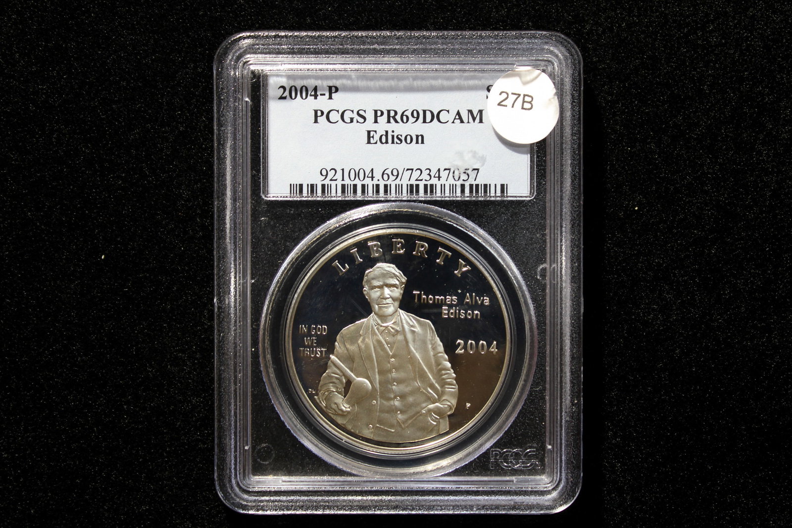 2004-P Thomas Edison Silver Dollar.  PCGS PR69DCAM. (1 of 3)