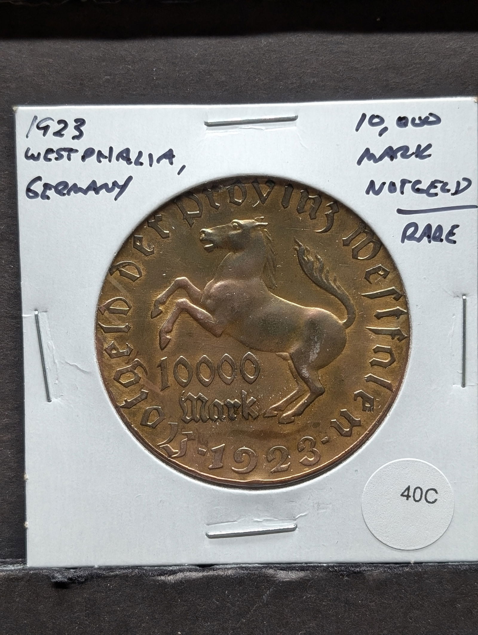 1923 Westphalia, Germany 10,000 Mark Notgeld.  Rare. (1 of 3)