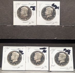 (5 coins)  1981-S Proof Kennedy Half Dollars