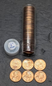 Tube Of 1965 RED BU Lincoln Memorial Cents