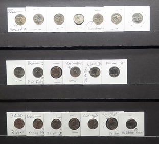 Twenty Jefferson Nickels with Minor Errors